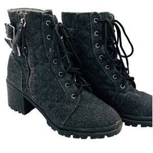 Jelly Pop Wool Boots Lace Up Buckle Accent Combat Ankle Size 9